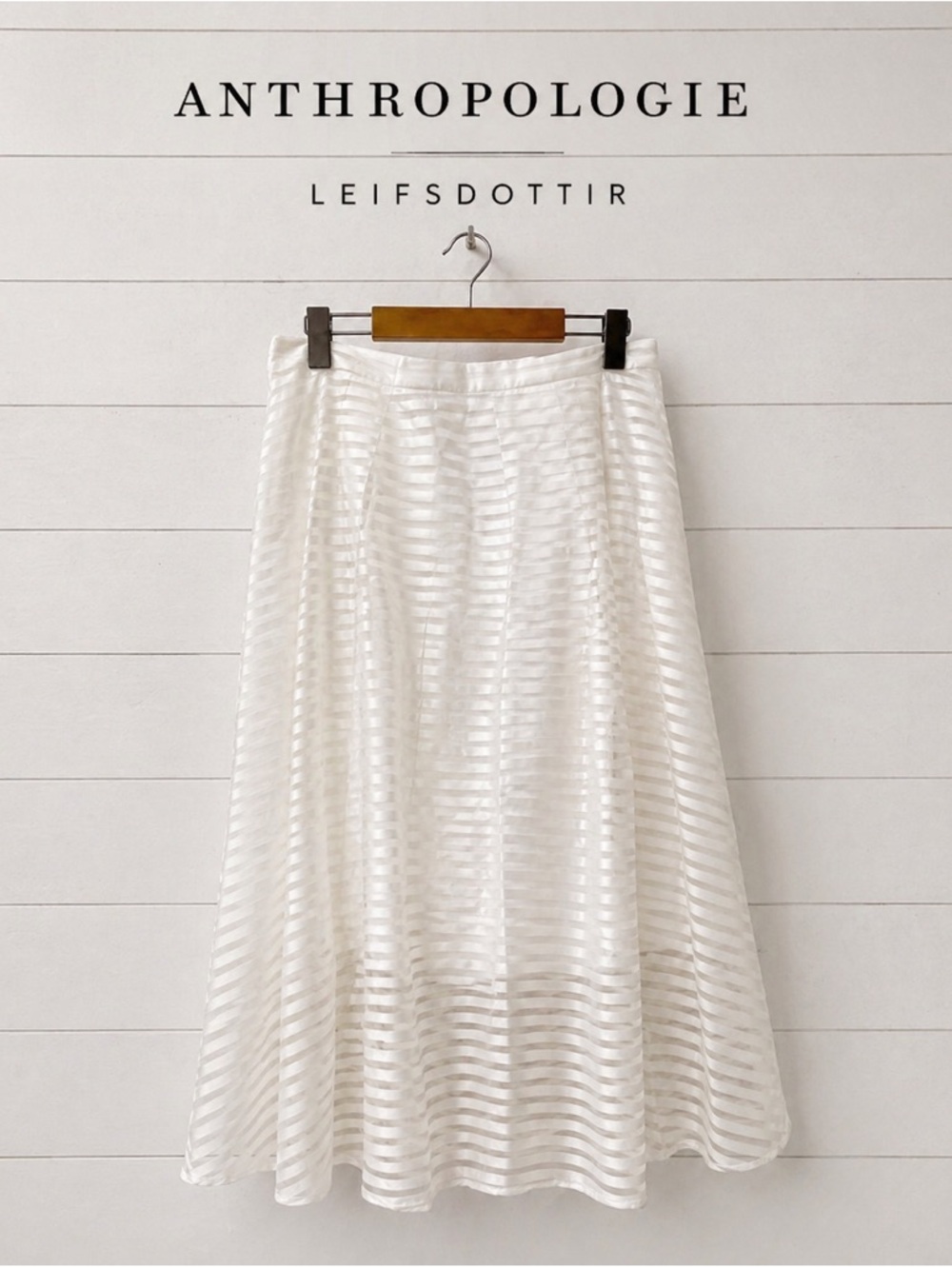 LEIFSDOTTIR White Striped Midi Skirt – Size 12